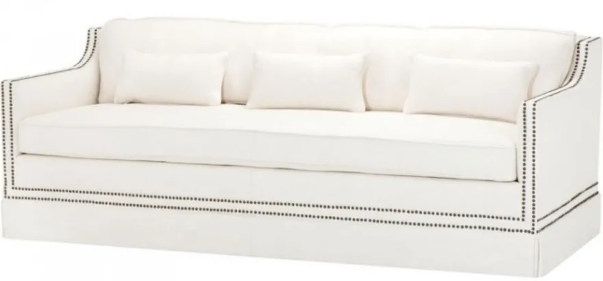 Casa Padrino Luxus Belle Epoche Sofa im Jugendstil Art Deco Design Creme Weiß Leinen 225 x 90 x 80 cm