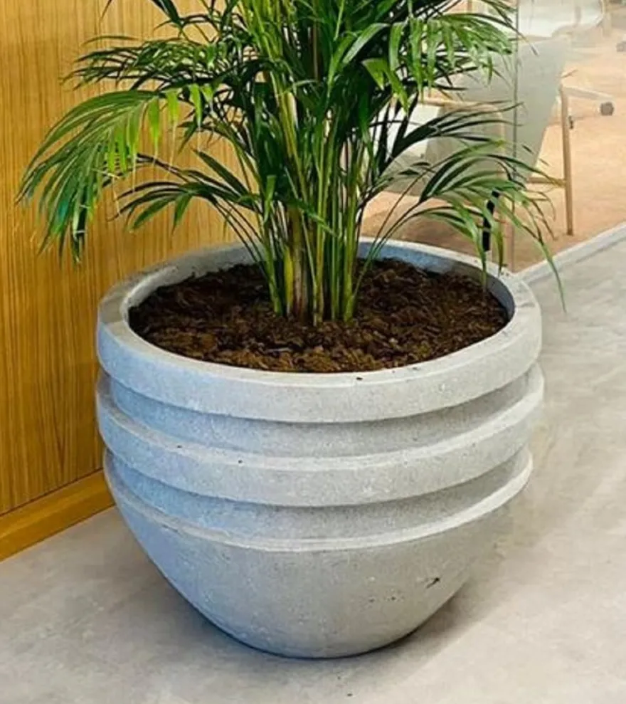 Casa Padrino Luxus Beton Blumentopf Grau Ø 80 x H. 60 cm - Wohnzimmer & Garten Deko Pflanzentopf