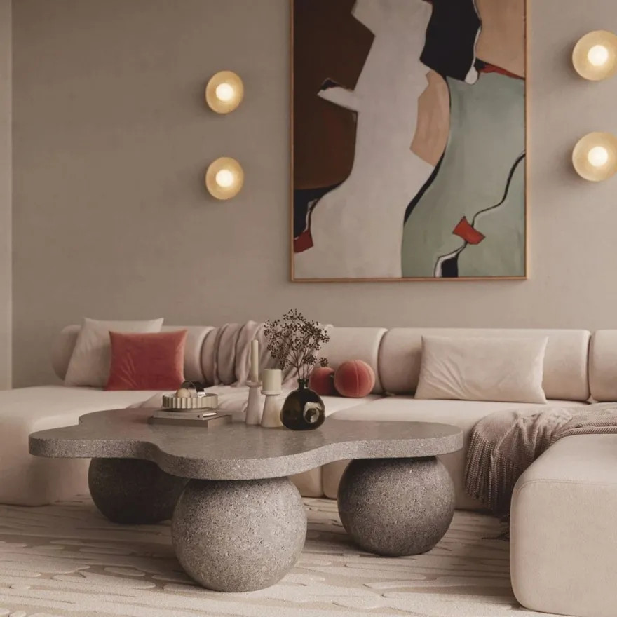 Casa Padrino Luxus Beton Couchtisch Grau 140 cm - Wohnzimmer & Garten Möbel