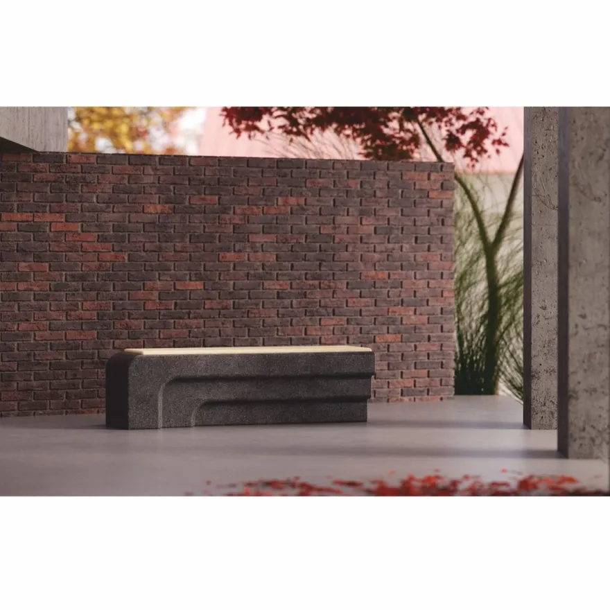 Casa Padrino Luxus Beton Gartenbank Anthrazit / Naturfarben 150 cm - Outdoor Garten Sitzbank