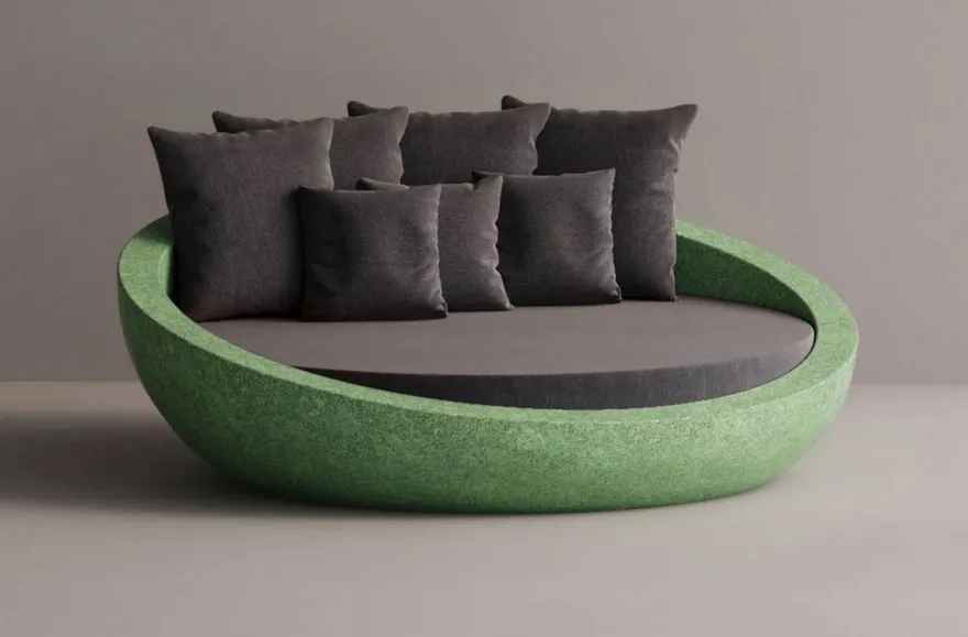 Casa Padrino Luxus Beton Liegeinsel Anthrazit / Grün Ø 180 cm - Garten & Hotel Möbel