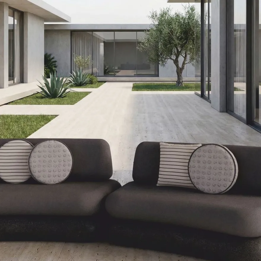 Casa Padrino Luxus Beton Sofa Grau / Anthrazit 463 cm - Outdoor Garten Sofa