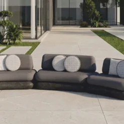 Casa Padrino Luxus Beton Sofa Grau / Anthrazit 463 cm - Outdoor Garten Sofa