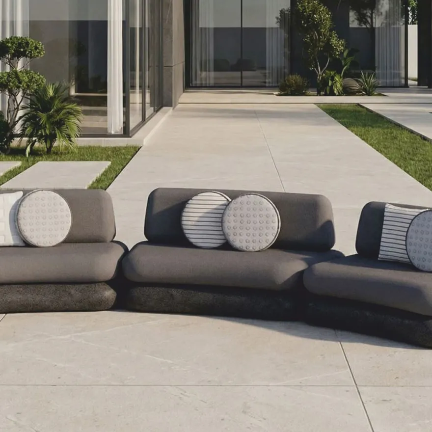 Casa Padrino Luxus Beton Sofa Grau / Anthrazit 463 cm - Outdoor Garten Sofa