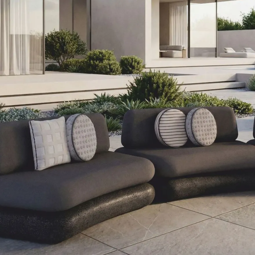 Casa Padrino Luxus Beton Sofa Grau / Anthrazit 463 cm - Outdoor Garten Sofa