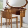 Casa Padrino Luxus Biedermeier Schminkkonsole mit Stuhl Braun / Weiß - Schlafzimmer Möbel - Hotel Möbel - Luxus Qualität - Made in Italy