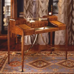 Casa Padrino Luxus Biedermeier Massivholz Sekretär Braun / Grün / Gold / Schwarz 120 cm - Biedermeier Büro Möbel - Made in Italy