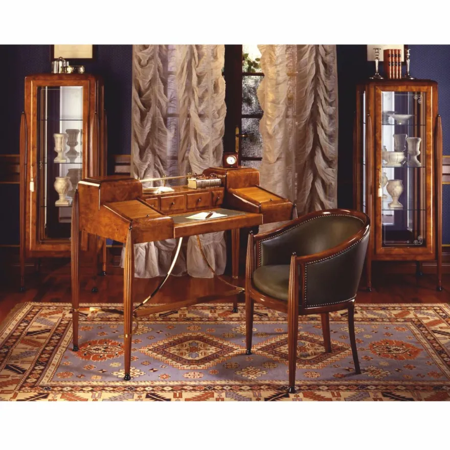 Casa Padrino Luxus Biedermeier Massivholz Sekretär Braun / Grün / Gold / Schwarz 120 cm - Biedermeier Büro Möbel - Made in Italy