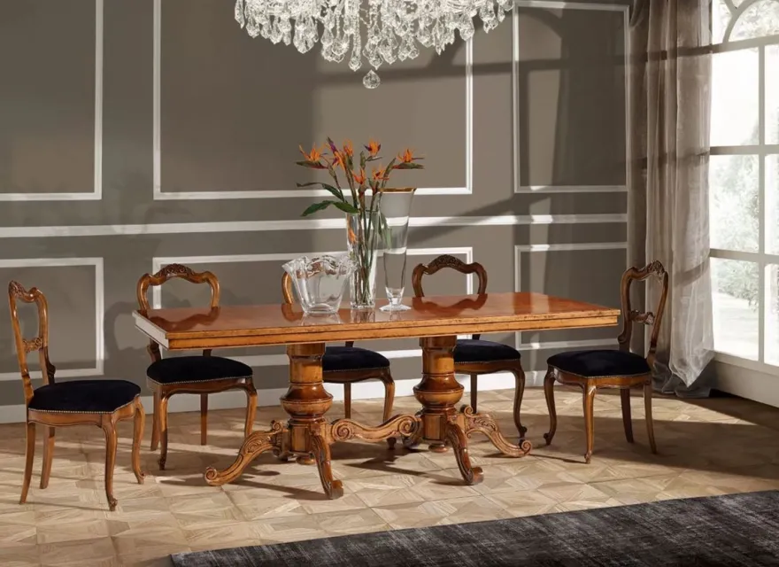 Casa Padrino Luxus Biedermeier Esstisch Braun - Handgefertigter Massivholz Esszimmertisch - Biedermeier Esszimmer Möbel - Luxus Qualität - Made in Italy