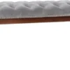 Casa Padrino Luxus Biedermeier Sitzbank Grau / Braun 89 x 38 x H. 36 cm - Gepolsterte Wohnzimmer Bank - Schlafzimmer Bank - Wohnzimmer Möbel - Schlafzimmer Möbel - Biedermeier Möbel