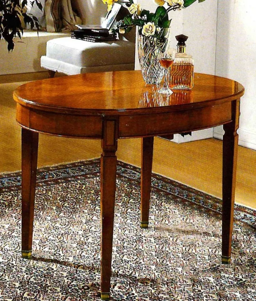 Casa Padrino Luxus Biedermeier Esstisch Braun / Messing - Ausziehbar - Made in Italy