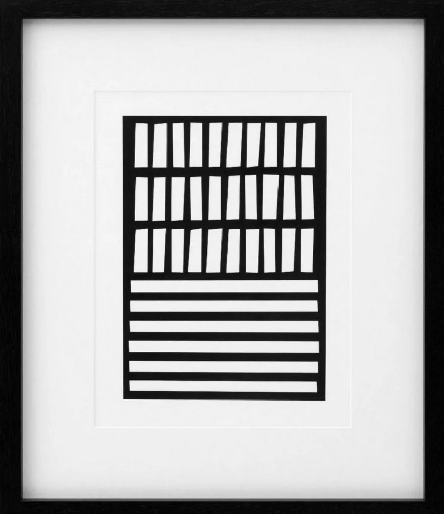 Casa Padrino Luxus Bilder 6er Set Abstrakte Kunst Schwarz / Weiß 55 x H. 65 cm - Kunstdrucke - Wandbilder - Luxus Wanddeko