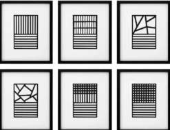 Casa Padrino Luxus Bilder 6er Set Abstrakte Kunst Schwarz / Weiß 55 x H. 65 cm - Kunstdrucke - Wandbilder - Luxus Wanddeko
