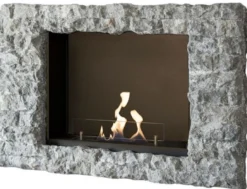 Casa Padrino Luxus Bioethanol Wandkamin Grau 97 x 19 x H. 65 cm - Wohnzimmer Kamin in Steinoptik - Wohnzimmer Deko Accessoires - Luxus Möbel - Luxus Bioethanol Wandkamine