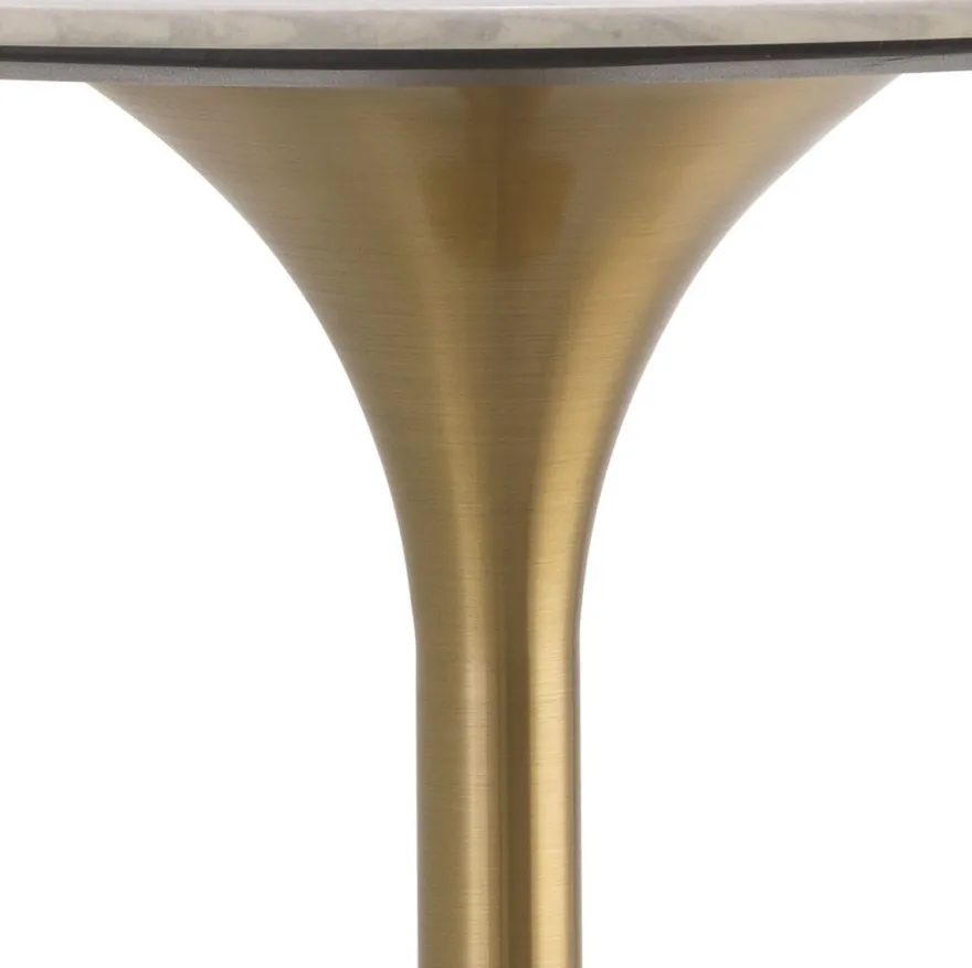 Casa Padrino Luxus Bistrotisch Weiß / Messingfarben Ø 79 x H. 106,5 cm - Moderner Stehtisch mit Marmorplatte - Runder Bartisch - Luxus Bar Möbel - Luxus Gastronomie Möbel - Luxus Qualität