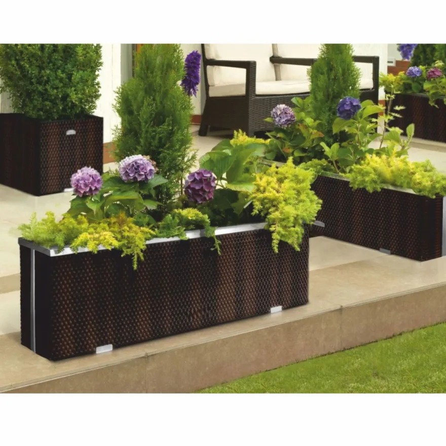 Casa Padrino Luxus Blumenkübel Braun / Silber 150 cm - Garten & Terrassen Accessoires