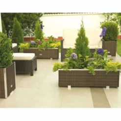 Casa Padrino Luxus Blumenkübel Braun / Silber 98 cm - Garten & Terrassen Accessoires