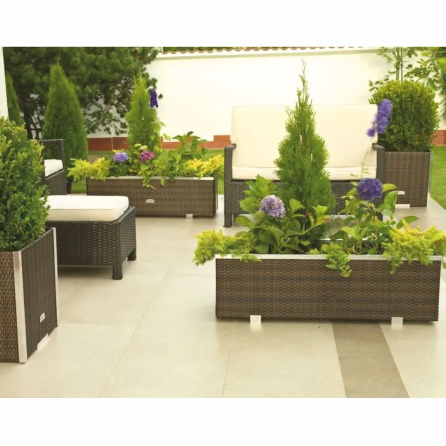 Casa Padrino Luxus Blumenkübel Braun / Silber 98 cm - Garten & Terrassen Accessoires