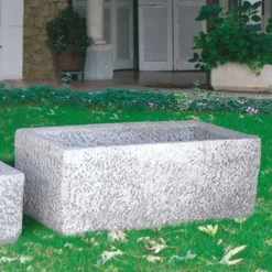 Casa Padrino Luxus Blumenkübel Grau 97 cm - Garten Deko Pflanzentopf - Made in Italy