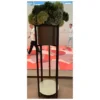 Casa Padrino Luxus Blumenständer Schwarz / Messing Ø 50 x H. 145 cm - Blumenständer mit Ulmenfurnier - Moderne Wohnzimmer Möbel - Luxus Qualität