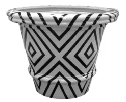 Casa Padrino Luxus Blumentopf Weiß / Schwarz Ø 54 x H. 44,5 cm - Handgefertigter & Handbemalter Keramik Pflanzentopf - Balkon Terrassen Garten Deko - Luxus Deko Accessoires