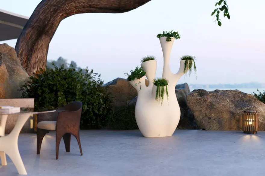 Casa Padrino Luxus Blumentopf Matt Weiß 135 x 85 x H. 200 cm