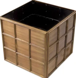 Casa Padrino Luxus Blumentopf Vintage Messing 79 x 79 x H. 71,5 cm - Quadratischer Edelstahl Pflanzentopf - Wohnzimmer Deko - Büro Deko - Deko Accessoires - Luxus Deko - Luxus Qualität
