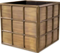 Casa Padrino Luxus Blumentopf Vintage Messing 79 x 79 x H. 71,5 cm - Quadratischer Edelstahl Pflanzentopf - Wohnzimmer Deko - Büro Deko - Deko Accessoires - Luxus Deko - Luxus Qualität