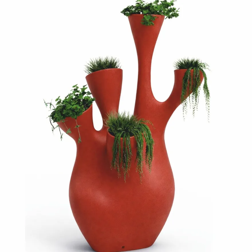 Casa Padrino Luxus Blumentopf Matt Rot H. 200 cm - Garten Deko Accessoires