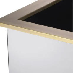 Casa Padrino Luxus Blumentopf Messingfarben / Grau 50 x 50 x H. 49 cm - Verspiegelter Edelstahl Pflanzentopf - Luxus Kollektion