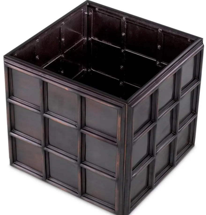 Casa Padrino Luxus Blumentopf Antik Bronze 52,5 x 52,5 x H. 47 cm - Quadratischer Edelstahl Pflanzentopf - Wohnzimmer Deko - Büro Deko - Deko Accessoires - Luxus Deko - Luxus Qualität