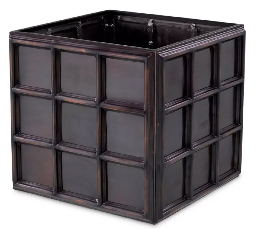 Casa Padrino Luxus Blumentopf Antik Bronze 52,5 x 52,5 x H. 47 cm - Quadratischer Edelstahl Pflanzentopf - Wohnzimmer Deko - Büro Deko - Deko Accessoires - Luxus Deko - Luxus Qualität