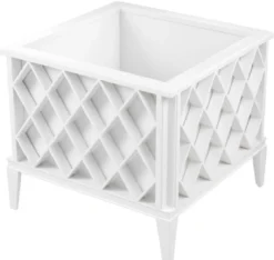 Casa Padrino Luxus Blumentopf Weiß 76 x 76 x H. 69 cm - Edler Aluminium Pflanzentopf - Balkon Terrassen Garten Deko Accessoires