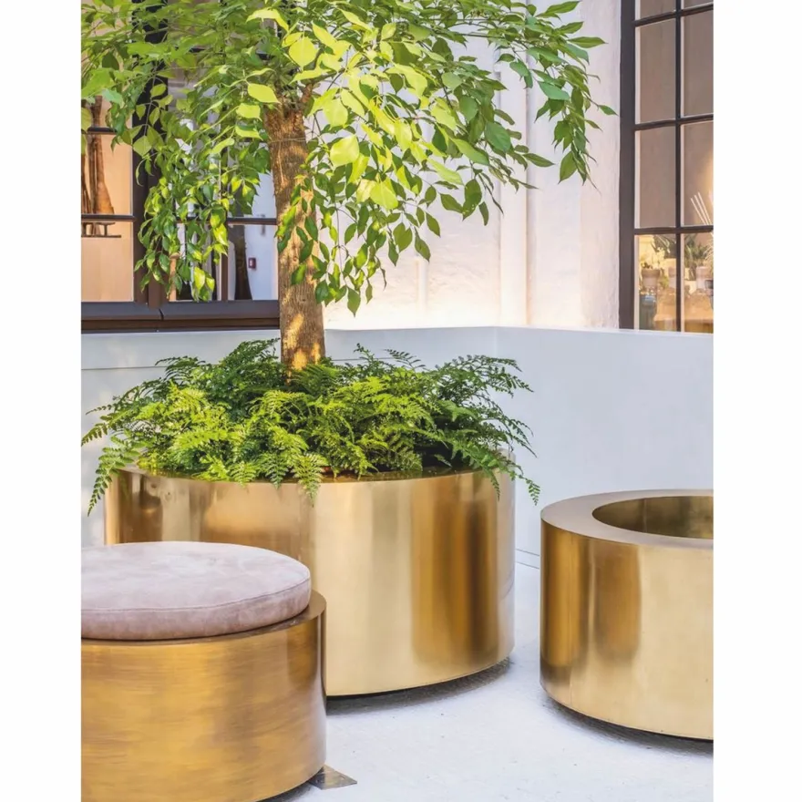 Casa Padrino Luxus Blumentopf Gold Ø 110 cm - Runder Messing Pflanzentopf
