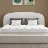 Casa Padrino Luxus Boxspringbett mit gewölbtem Kopfteil Creme 180 x 200 cm - Luxus Schlafzimmer Möbel