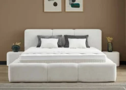 Casa Padrino Luxus Boxspringbett mit niedrigem Kopfteil Creme 160 x 200 cm - Luxus Schlafzimmer Möbel
