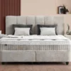 Casa Padrino Luxus Boxspringbett mit Kopfteil in Paneeloptik Beige 140 x 200 cm - Luxus Schlafzimmer Möbel
