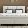 Casa Padrino Luxus Boxspringbett mit gepolstertem Kopfteil Weiß 180 x 200 cm - Luxus Schlafzimmer Möbel