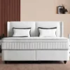 Casa Padrino Luxus Boxspringbett mit glattem Kopfteil Weiß 120 x 200 cm - Luxus Schlafzimmer Möbel