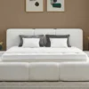 Casa Padrino Luxus Boxspringbett mit niedrigem Kopfteil Creme 180 x 200 cm - Luxus Schlafzimmer Möbel