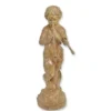 Casa Padrino Luxus Bronze Brunnen Knabe mit Doppelflöte Bronze / Ocker / Grün 30 x 50 x H. 102 cm - Gartenbrunnen - Wasserspiel - Garten Deko
