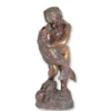 Casa Padrino Luxus Bronze Brunnen Knabe mit Fisch Bronze / Braun 38 x 28 x H. 74 cm - Gartenbrunnen - Wasserspiel - Garten Deko
