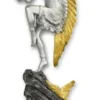 Casa Padrino Luxus Bronze Deko Skulptur Indianerin Silber / Gold / Schwarz 10,1 x 13 x H. 32,8 cm - Bronze Deko Figur - Schreibtisch Deko - Deko Accessoires - Luxus Accessoires
