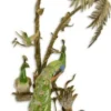 Casa Padrino Luxus Bronze Deko Palme mit exotischen Porzellan Vögeln Mehrfarbig / Gold 42 x 39 x H. 79,5 cm - Wohnzimmer Deko - Deko Accessoires
