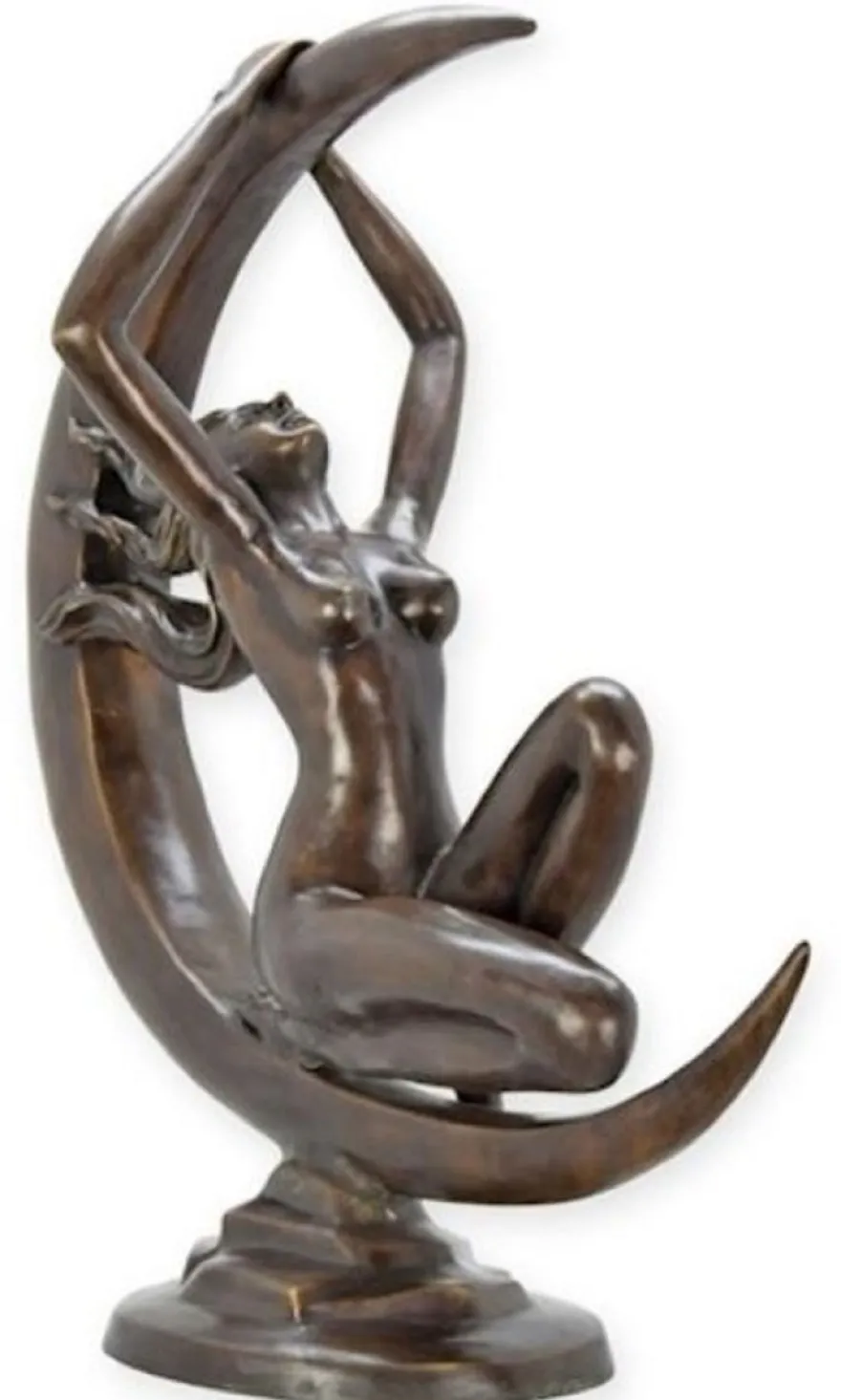 Casa Padrino Luxus Bronze Deko Skulptur Frau im Mond 66 x H. 76,5 cm - Große Bronze Deko Figur - Wohnzimmer Deko - Büro Deko - Deko Accessoires