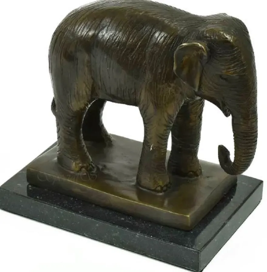 Casa Padrino Luxus Bronze Deko Skulptur Elefant Antik Bronze / Schwarz 20 x 10 x H. 19 cm - Bronze Figur mit Marmorsockel - Deko Figur - Schreibtisch Deko - Deko Accessoires