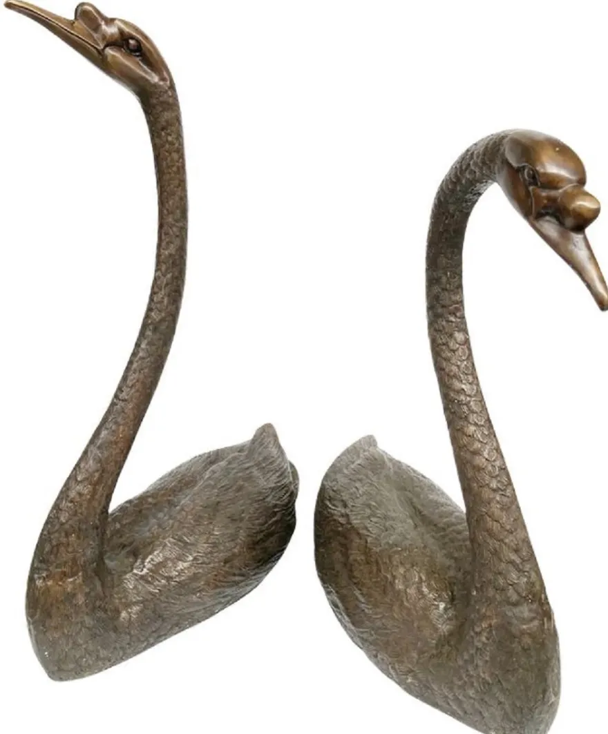 Casa Padrino Luxus Bronze Deko Skulpturen Schwäne Bronzefarben - Bronze Dekofiguren - Luxus Hotel & Restaurant Deko Accessoires