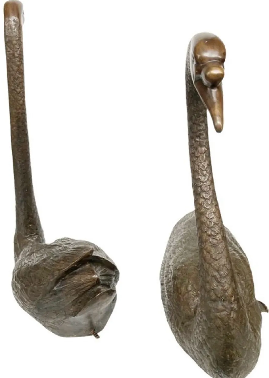 Casa Padrino Luxus Bronze Deko Skulpturen Schwäne Bronzefarben - Bronze Dekofiguren - Luxus Hotel & Restaurant Deko Accessoires