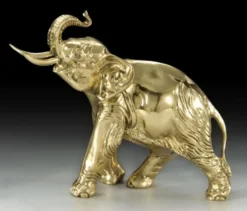 Casa Padrino Luxus Bronze Deko Skulptur Elefant Gold 27 x H. 24 cm - Schreibtisch Deko