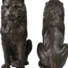 Casa Padrino Luxus Bronze Deko Skulpturen Löwen Bronzefarben 28 x 58 x H. 75 cm - Bronze Deko Figuren - Luxus Hotel & Restaurant Deko Accessoires